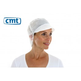 CMT Snood Caps/Pet met klep en haaropvang, PP, kleur wit, 50 cm (doos 10 x 100 stuks)
