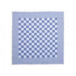 Theedoek geblokt 70 x 70 cm, kleur blauw/wit (pak 10 stuks)