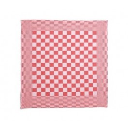 Theedoek geblokt 70 x 70 cm, kleur rood/wit (pak 10 stuks)