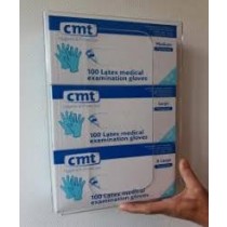 CMT Acryl Wandhouder/Dispenser voor 3 doosjes onderzoekshandschoenen