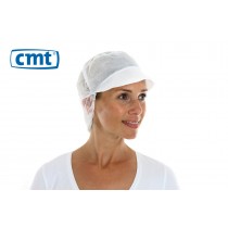 CMT Snood Caps/Pet met klep en haaropvang, PP, kleur wit, 50 cm (doos 10 x 100 stuks)