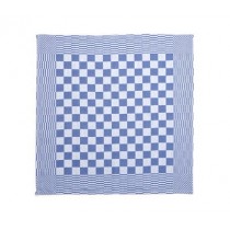 Theedoek geblokt 70 x 70 cm, kleur blauw/wit (pak 10 stuks)