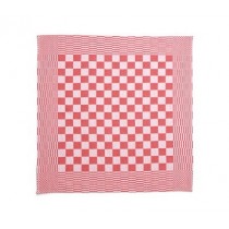 Theedoek geblokt 70 x 70 cm, kleur rood/wit (pak 10 stuks)