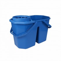 Dubbele Spaanse Mopemmer 15 ltr met korf, kleur blauw