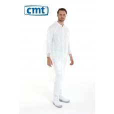 CMT Bezoekersjassen PE met drukknopen, kleur wit (doos 12 stuks)