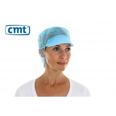 CMT Snood Caps/Pet met klep en haaropvang, kleur blauw, 50 cm (doos 10 x 100 stuks)
