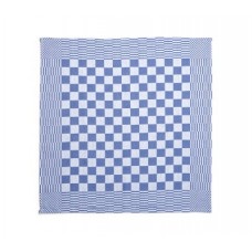 Theedoek geblokt 70 x 70 cm, kleur blauw/wit (pak 10 stuks)