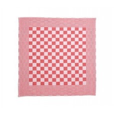 Theedoek geblokt 70 x 70 cm, kleur rood/wit (pak 10 stuks)