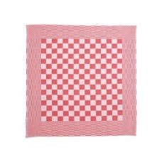 Theedoek geblokt 70 x 70 cm, kleur rood/wit (pak 10 stuks)