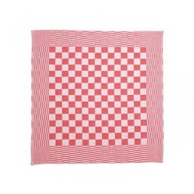 Theedoek geblokt 70 x 70 cm, kleur rood/wit (pak 10 stuks)