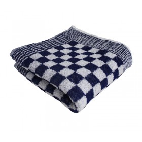 Keukenhanddoek badstof geblokt 50 x 50 cm, kleur blauw/wit (pak 10 stuks)