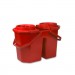 Dubbele Spaanse Mopemmer 15 ltr met korf, kleur rood